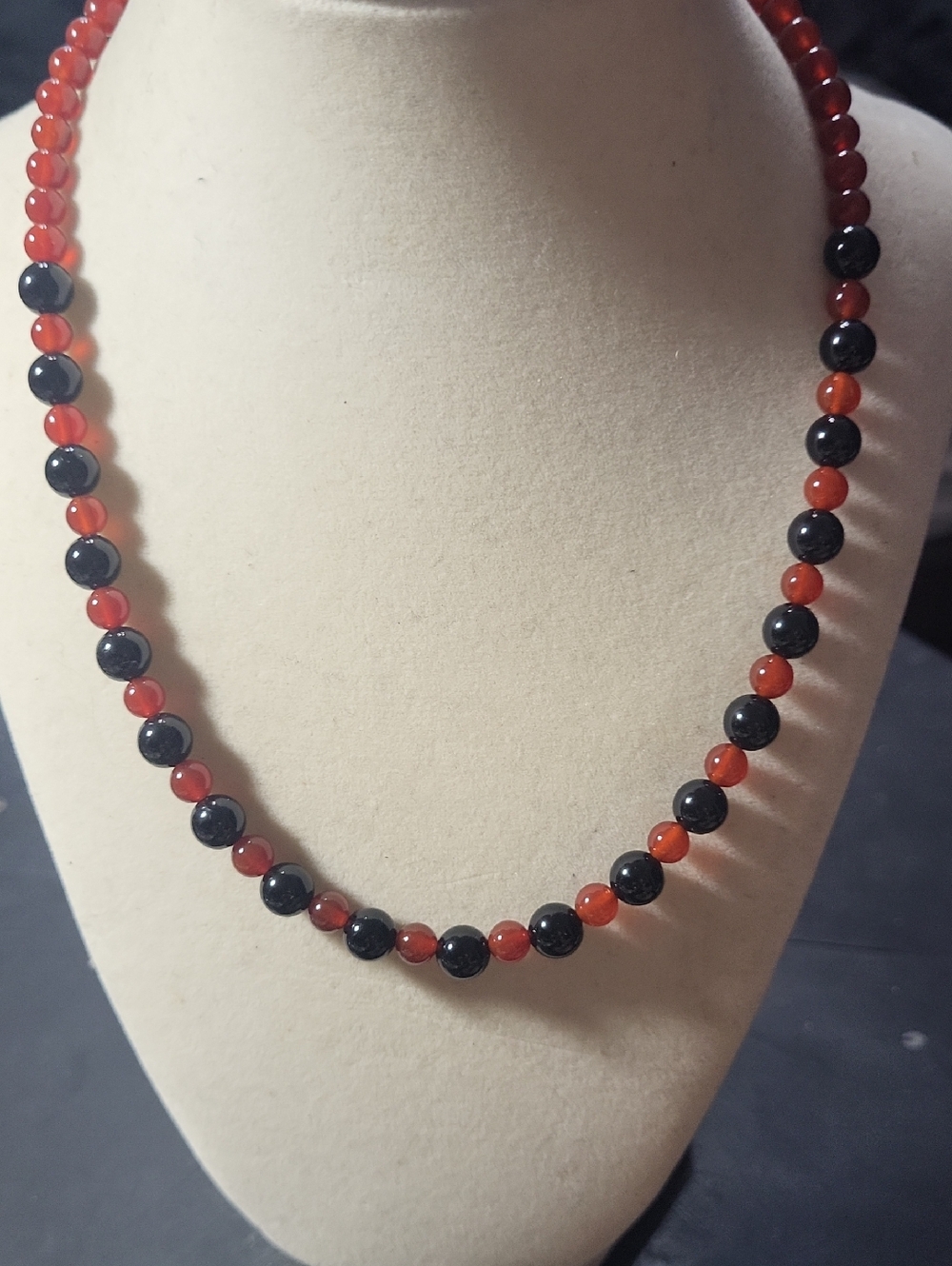 Handcrafted Black and Carnelian Beaded Necklace - Women Jewelry